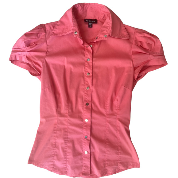 Bebe Coral Snap Up Blouse, Size XS - Picture 2 of 5
